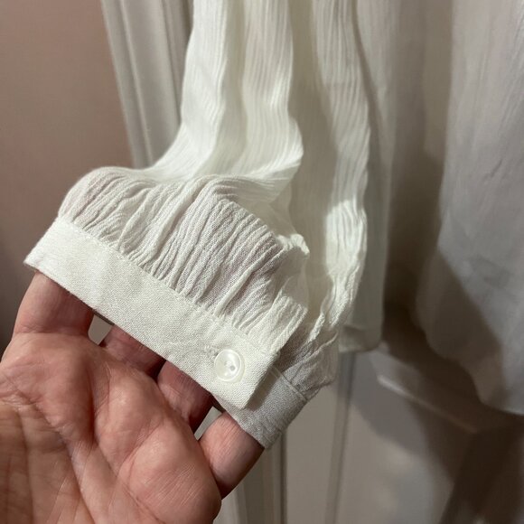 DC Jeans White Boho Blouse Top Black Trim Flowy V-Neck Women's Plus Size 2X - Picture 5 of 8